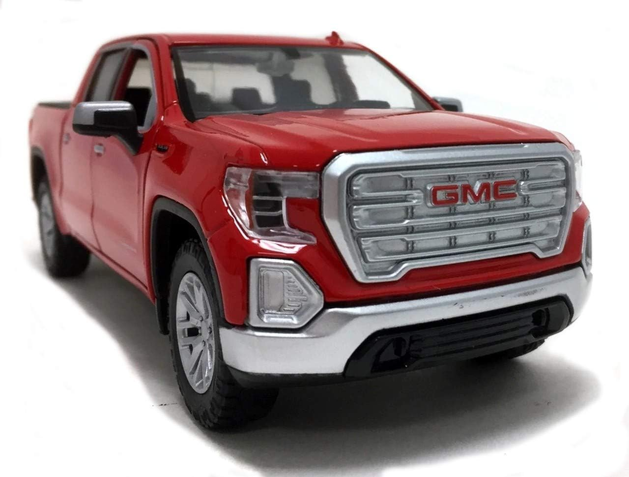 Red GMC truck on a white background