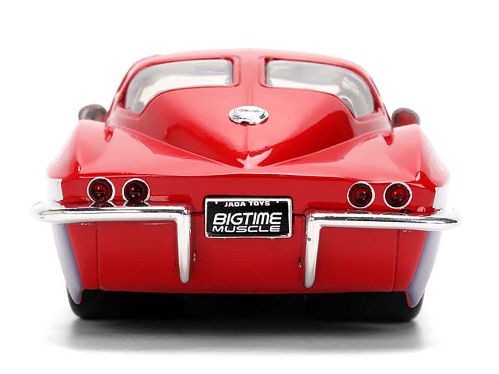 Red model car with 'Bigtime Muscle' and 'Jada Toys' branding on a white background