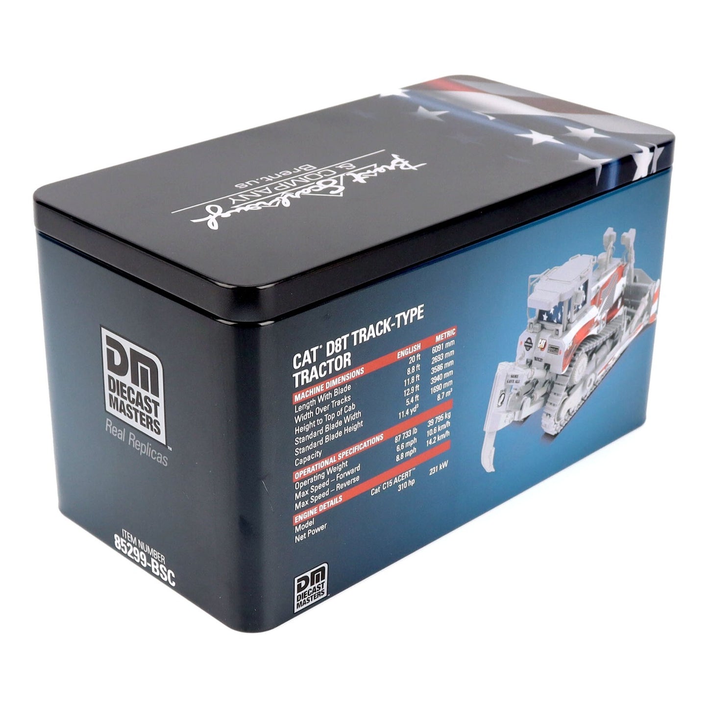 Model tractor packaging with Diecast Masters branding on a white background
