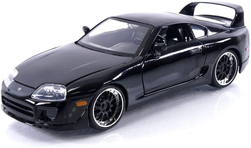 Black sports car model on a white background