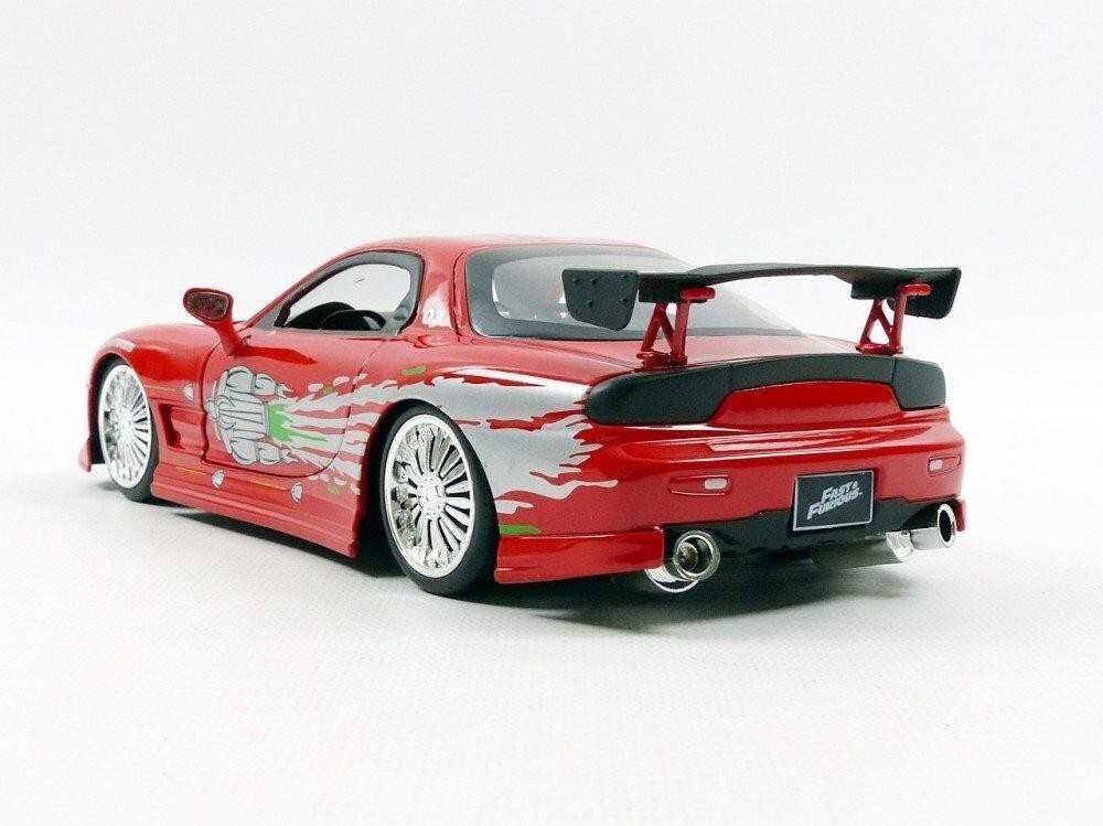 Red sports car model on a white background