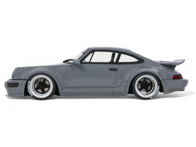 Gray model car on a white background