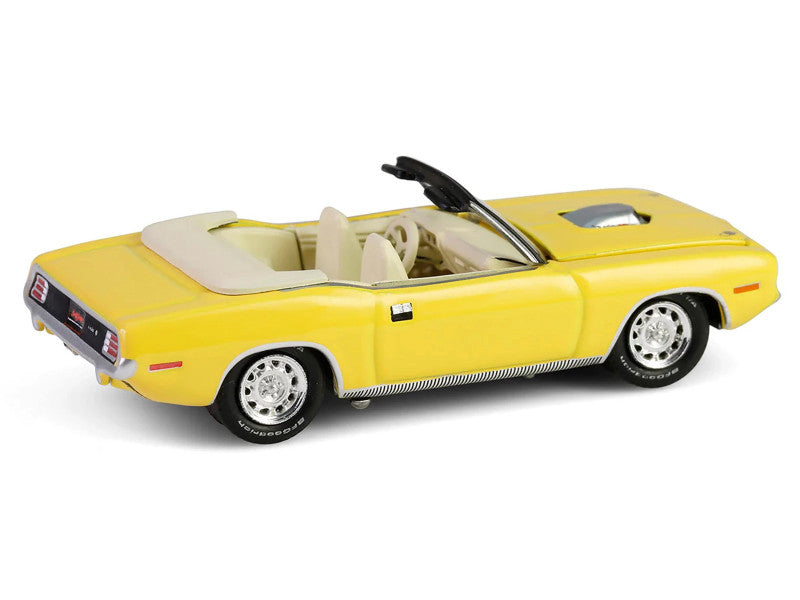 Yellow convertible car model on a white background
