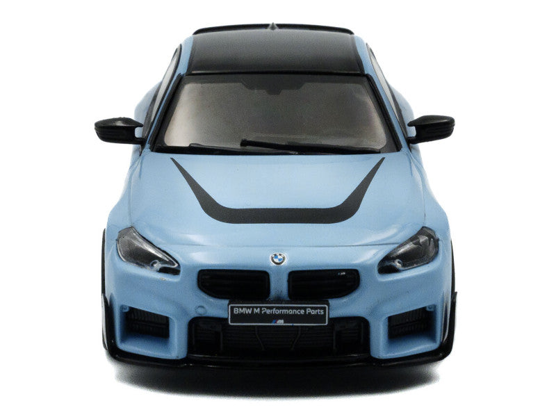 Blue BMW car with black accents on a white background