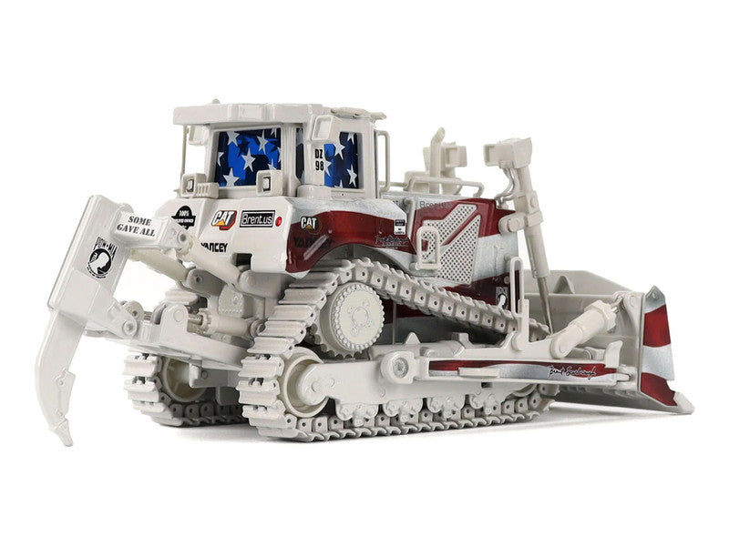 Model of a bulldozer with detailed design on a white background