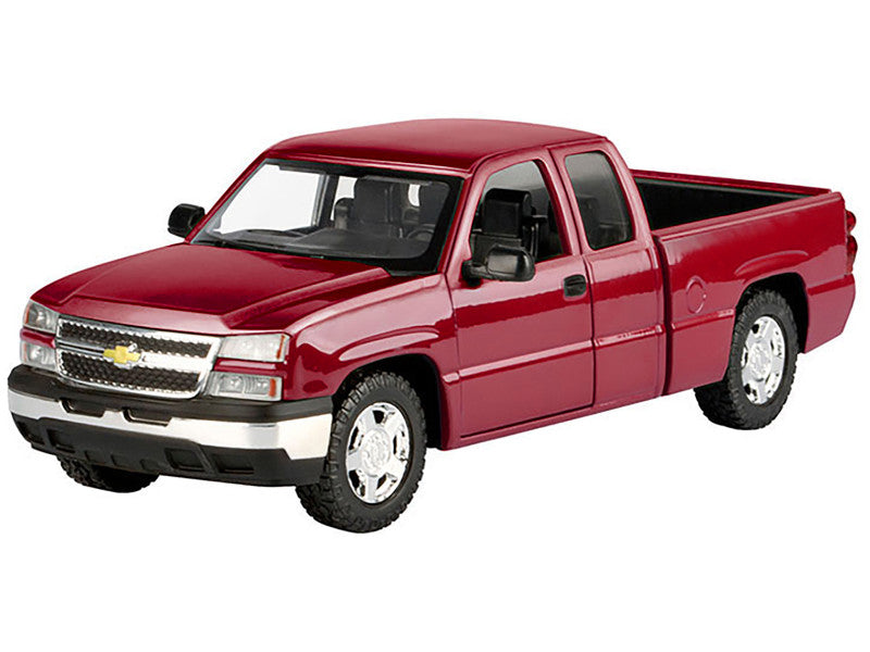 Red model truck with Chevrolet logo on a white background