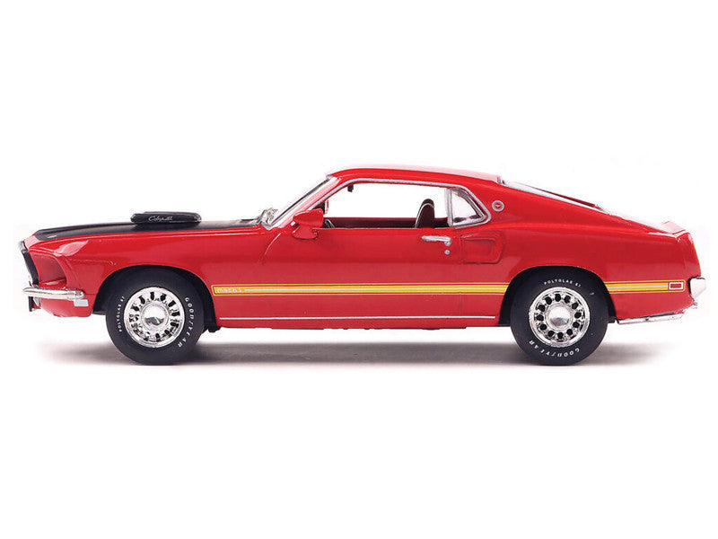 1969 Ford Mustang Mach 1 Red and Yellow Stripes 1/43 Scale Diecast Model IA43003