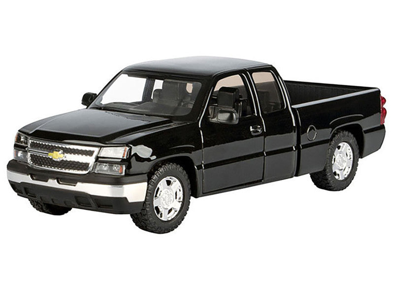 Black Chevrolet truck model on a white background