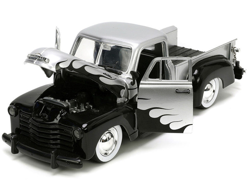 1953 Chevrolet 3100 Pickup Truck Silver Metallic W/Extra Wheels 1/24 Scale Diecast Model JA33025