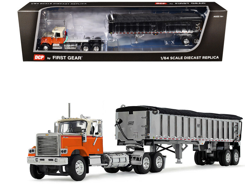 Model truck with a trailer on a white background