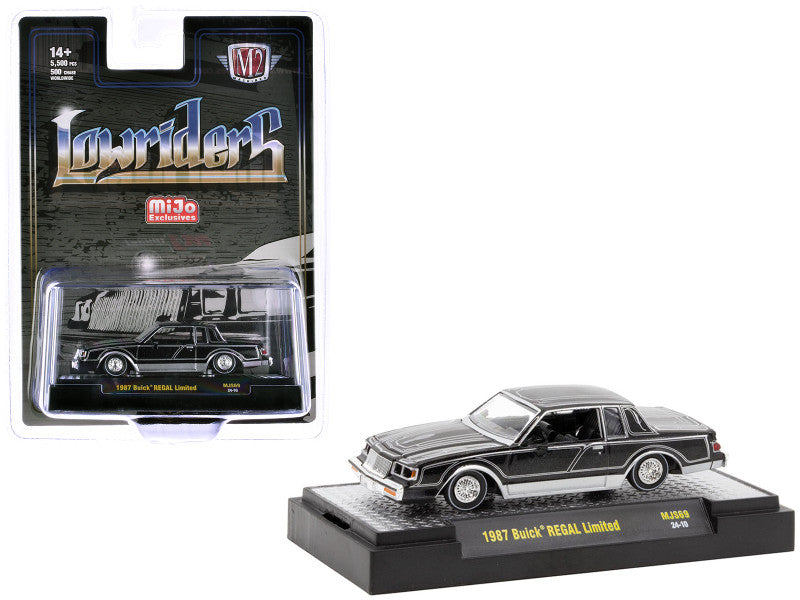 1987 Buick Regal Lowrider Black W/Silver Graphics Lowriders 1/64 Diecast Model 31500-MJS69