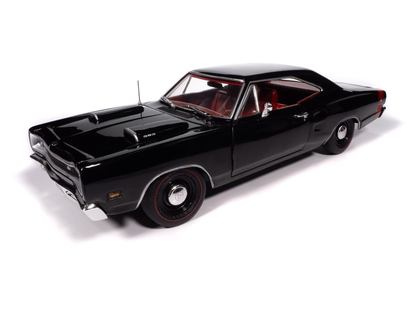 Black muscle car model on a white background