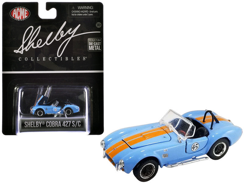 Shelby Cobra 427 S/C Light Blue 1/64 Diecast Model SC-705-45