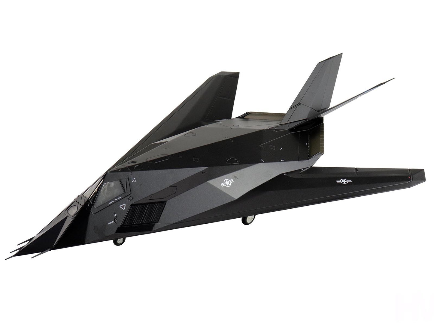 Black fighter jet on a white background
