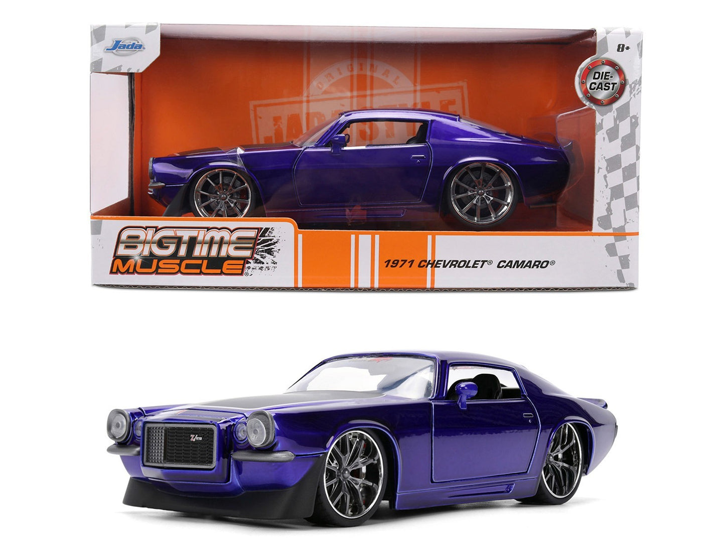1971 Chevrolet Camaro model car in packaging with 'Fighting Muscle' branding.