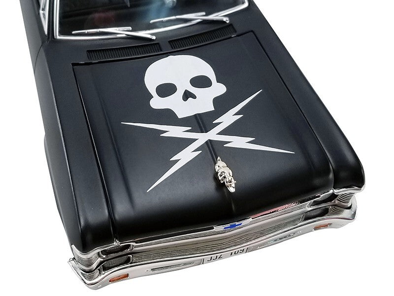 Black leather wallet with skull and crossbones design on a white background