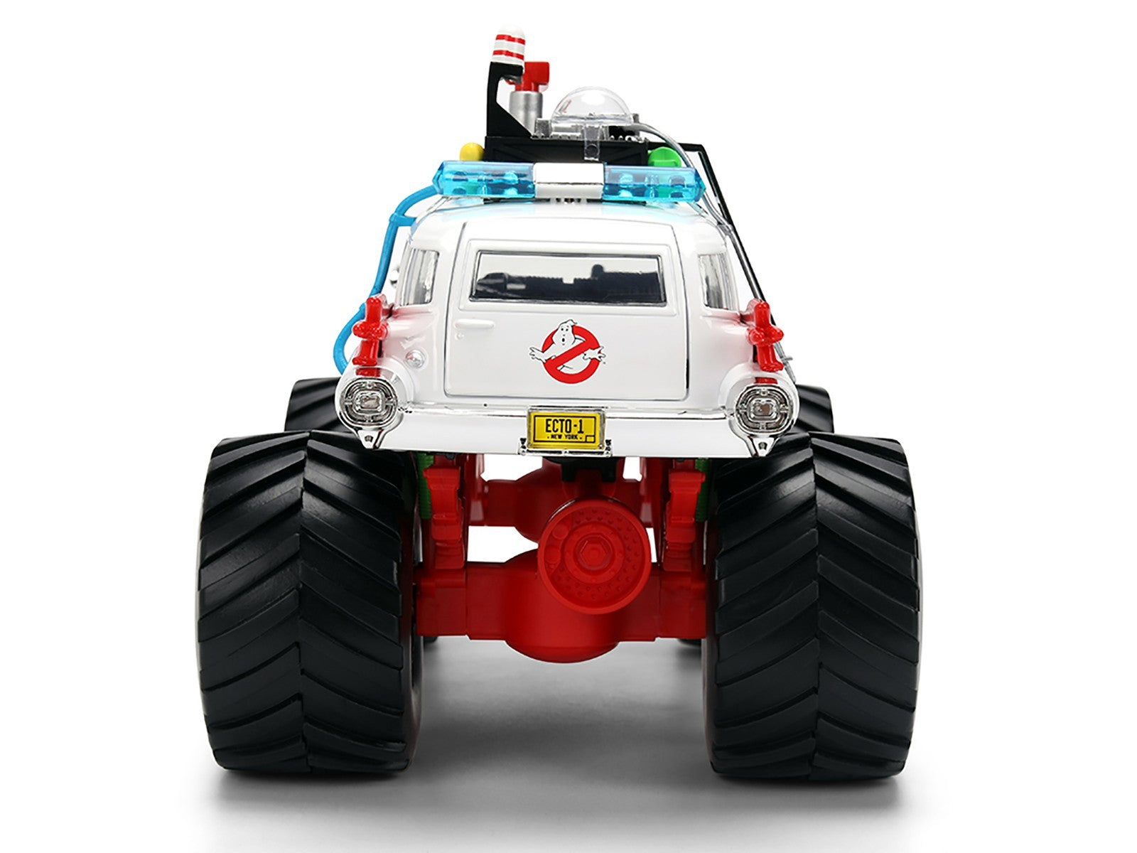 Toy monster truck with a recognizable logo on a white background