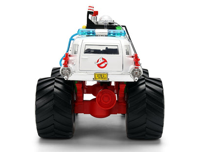 Toy monster truck with a recognizable logo on a white background