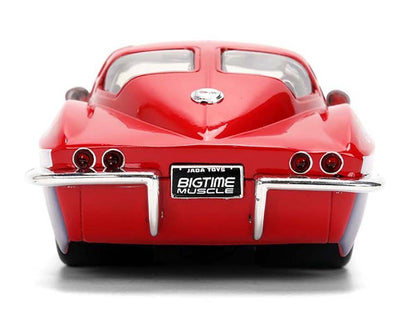 Red model car with 'Bigtime Muscle' and 'Jada Toys' branding on a white background