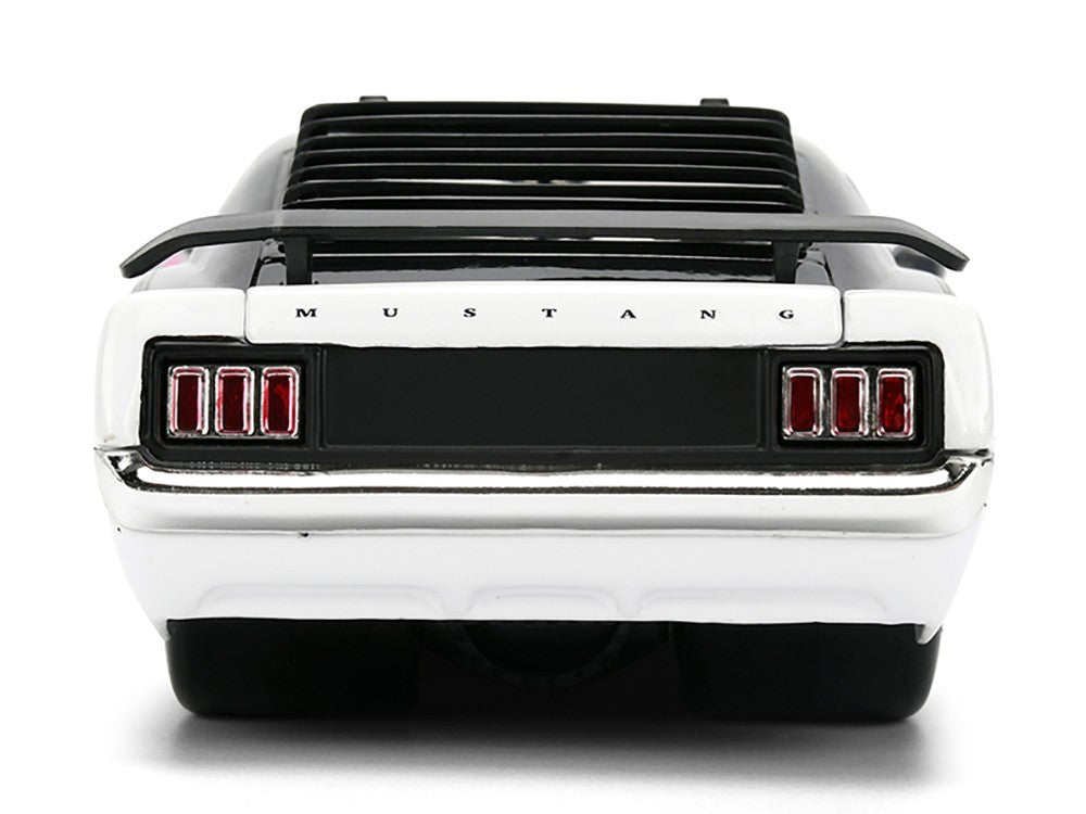 Back view of a white Mustang car on a white background