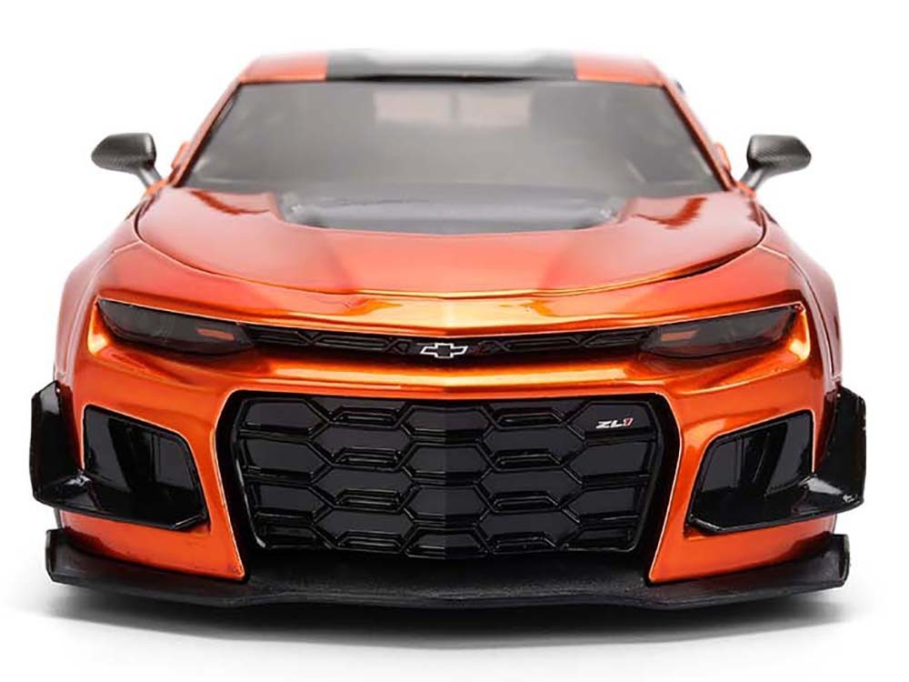 Orange and black Chevrolet car model on a white background