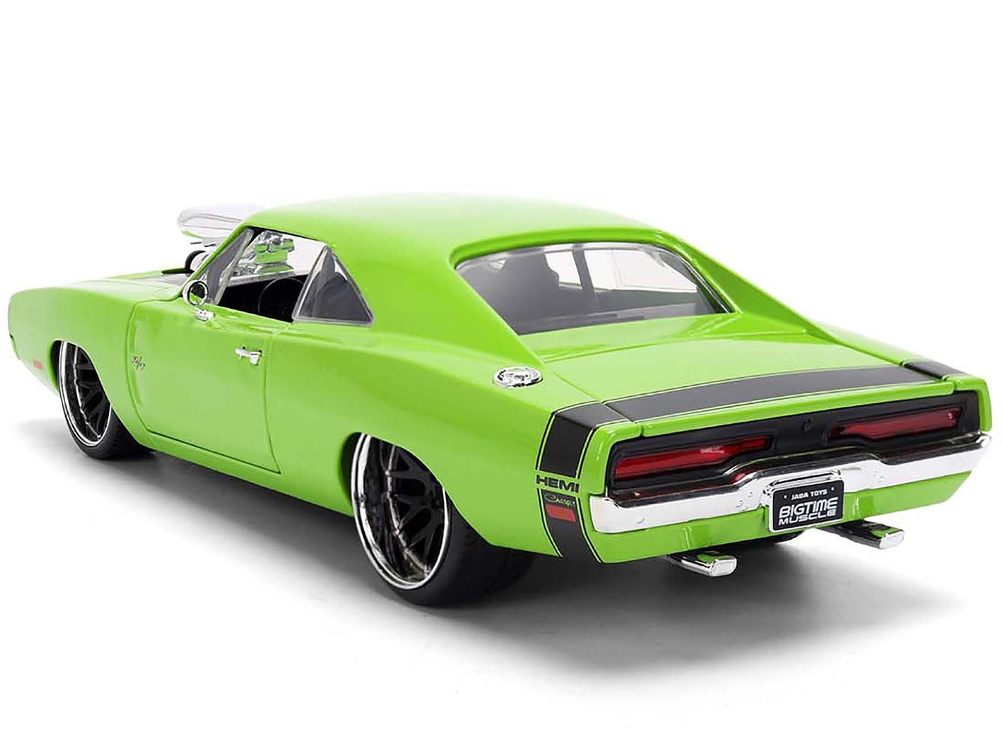 Green muscle car model on a white background