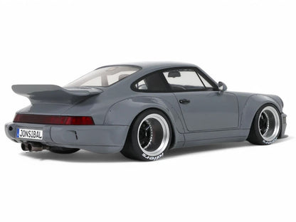Gray sports car with a visible license plate on a white background