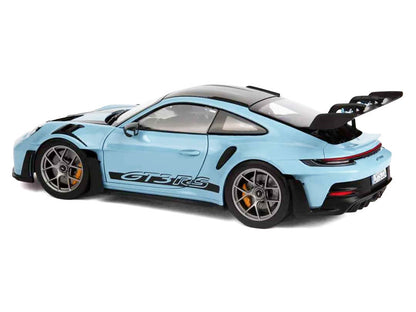 Light blue model car with 'GT3 RS' branding on a white background