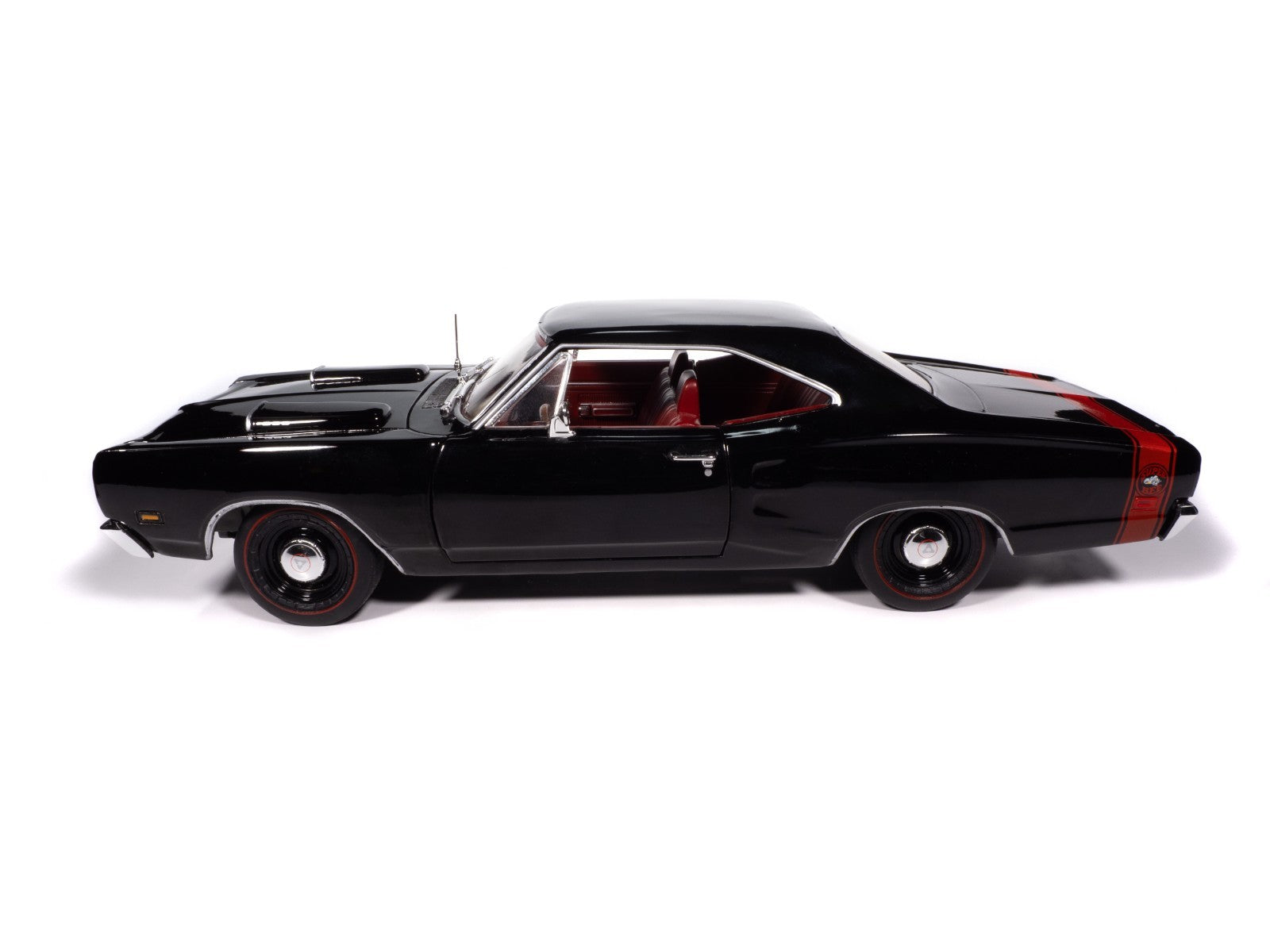 Black muscle car model on a white background