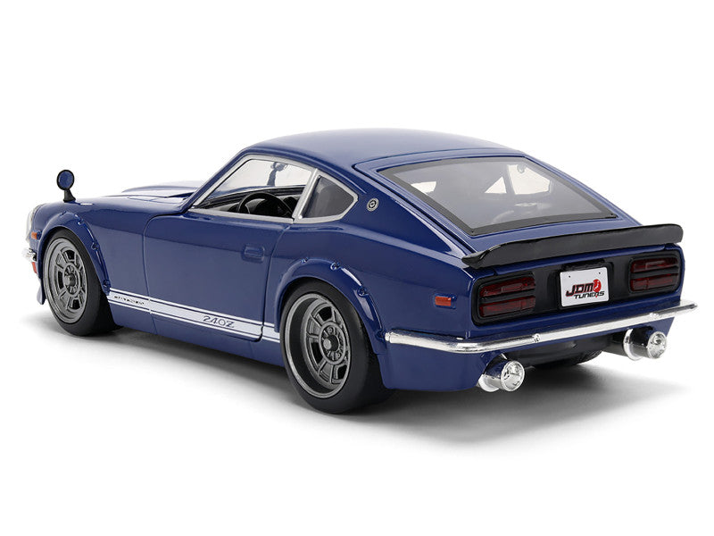 Blue sports car model on a white background