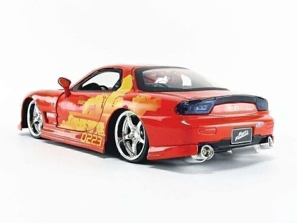 Red sports car with flames on a white background