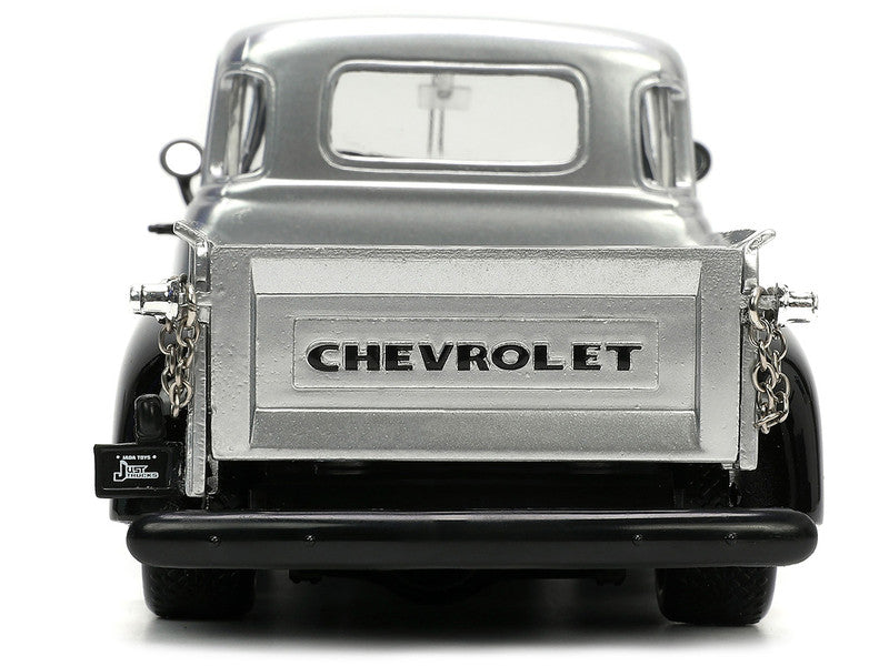 1953 Chevrolet 3100 Pickup Truck Silver Metallic W/Extra Wheels 1/24 Scale Diecast Model JA33025