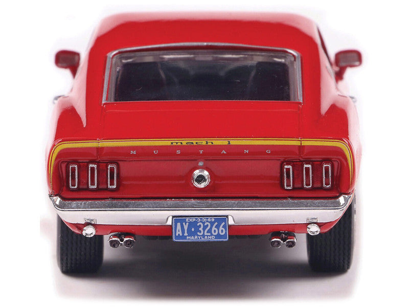 1969 Ford Mustang Mach 1 Red and Yellow Stripes 1/43 Scale Diecast Model IA43003