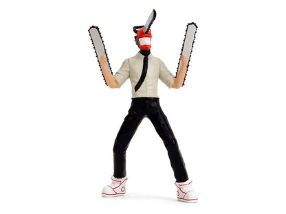 Action figure with chainsaws for arms on a white background