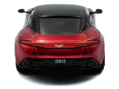 Red Aston Martin DB12 car on a white background