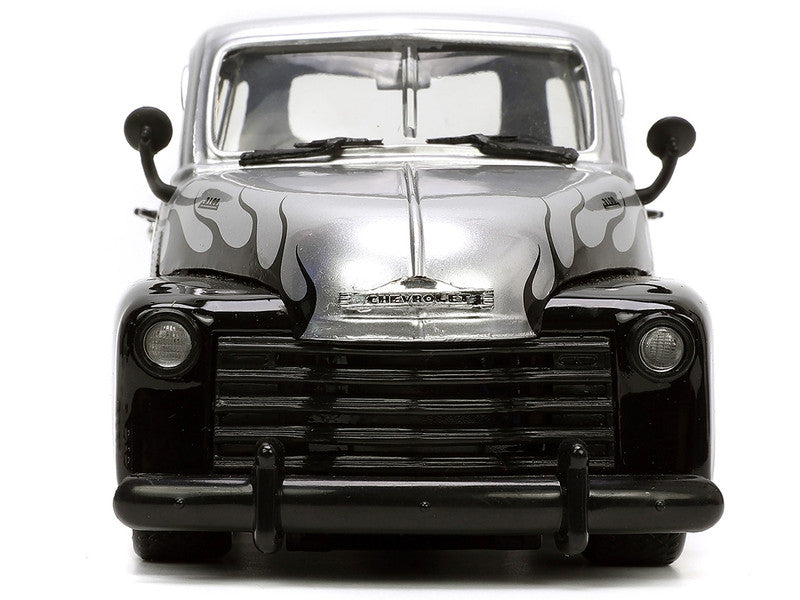 1953 Chevrolet 3100 Pickup Truck Silver Metallic W/Extra Wheels 1/24 Scale Diecast Model JA33025
