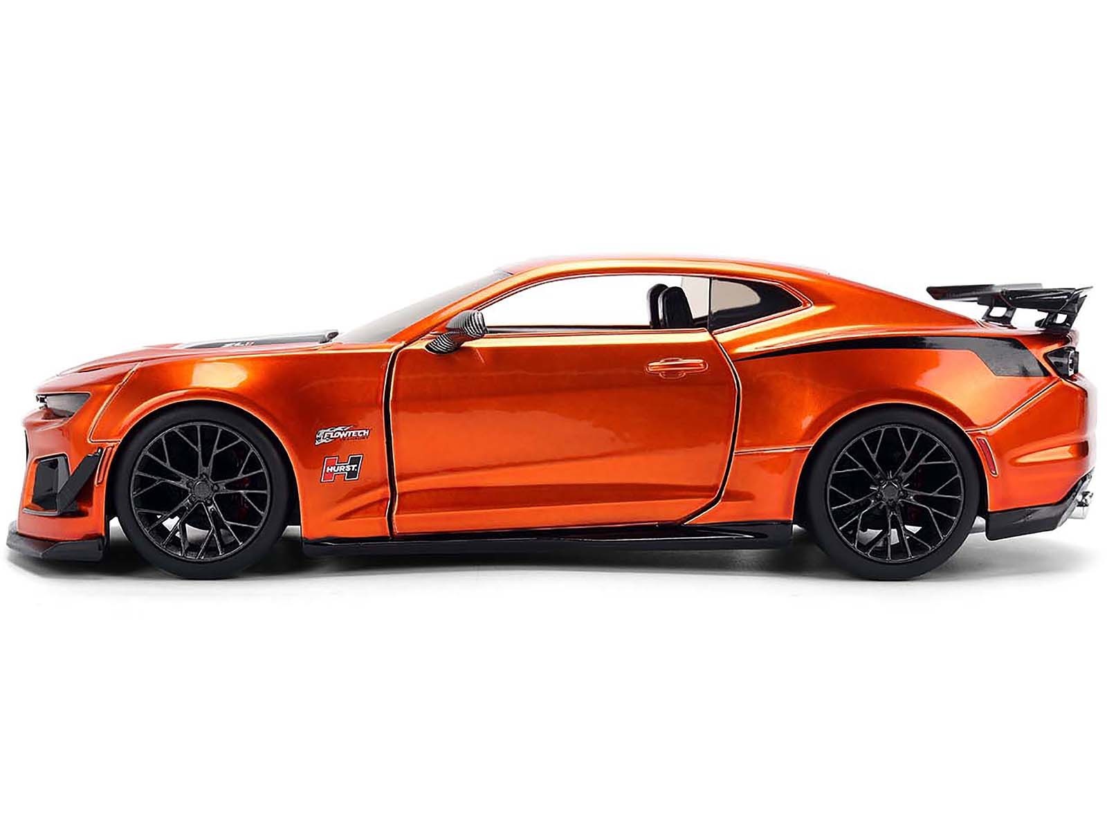 Orange sports car on a white background