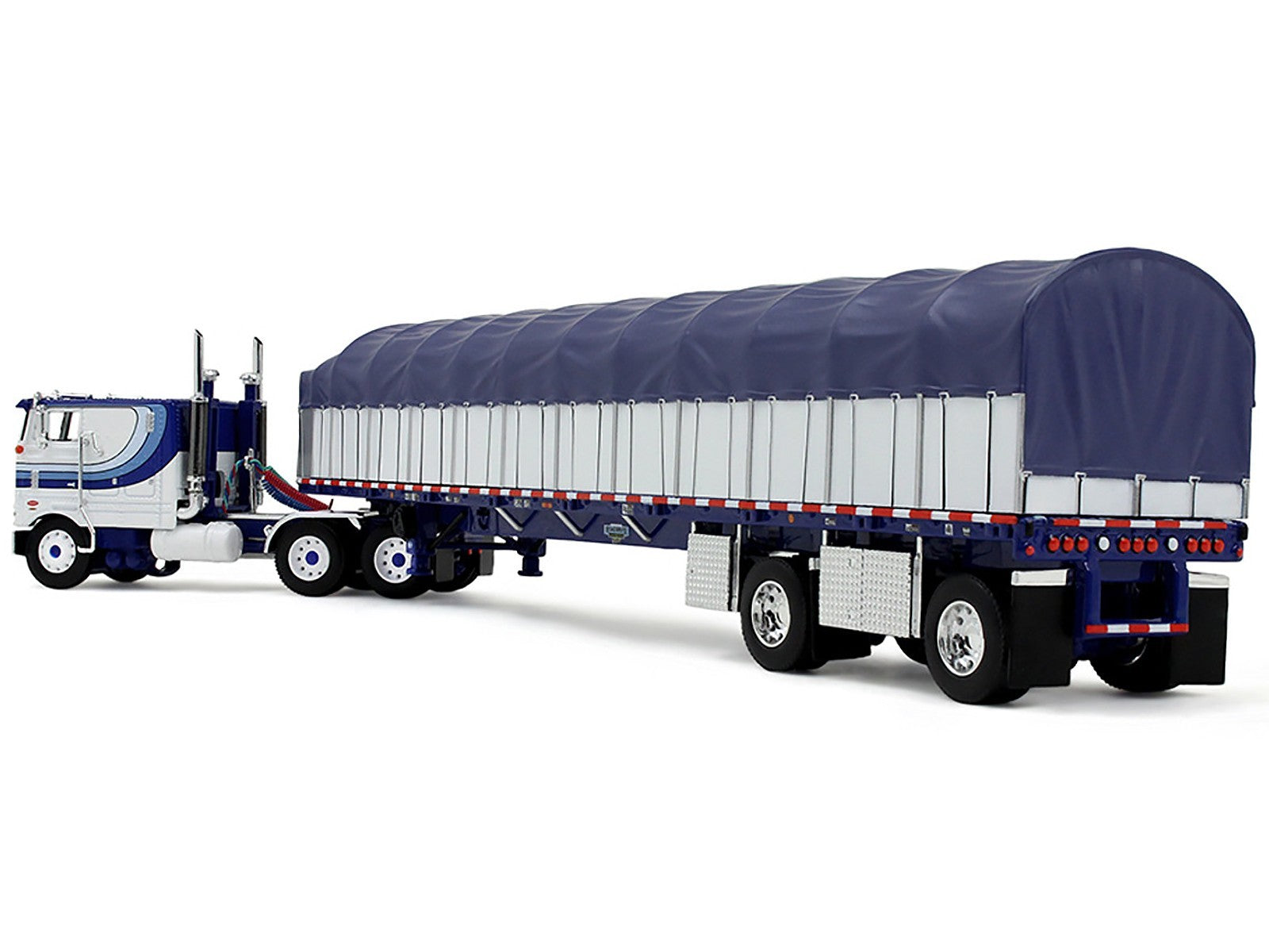 Truck with a covered trailer on a white background