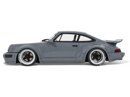 Gray model car on a white background