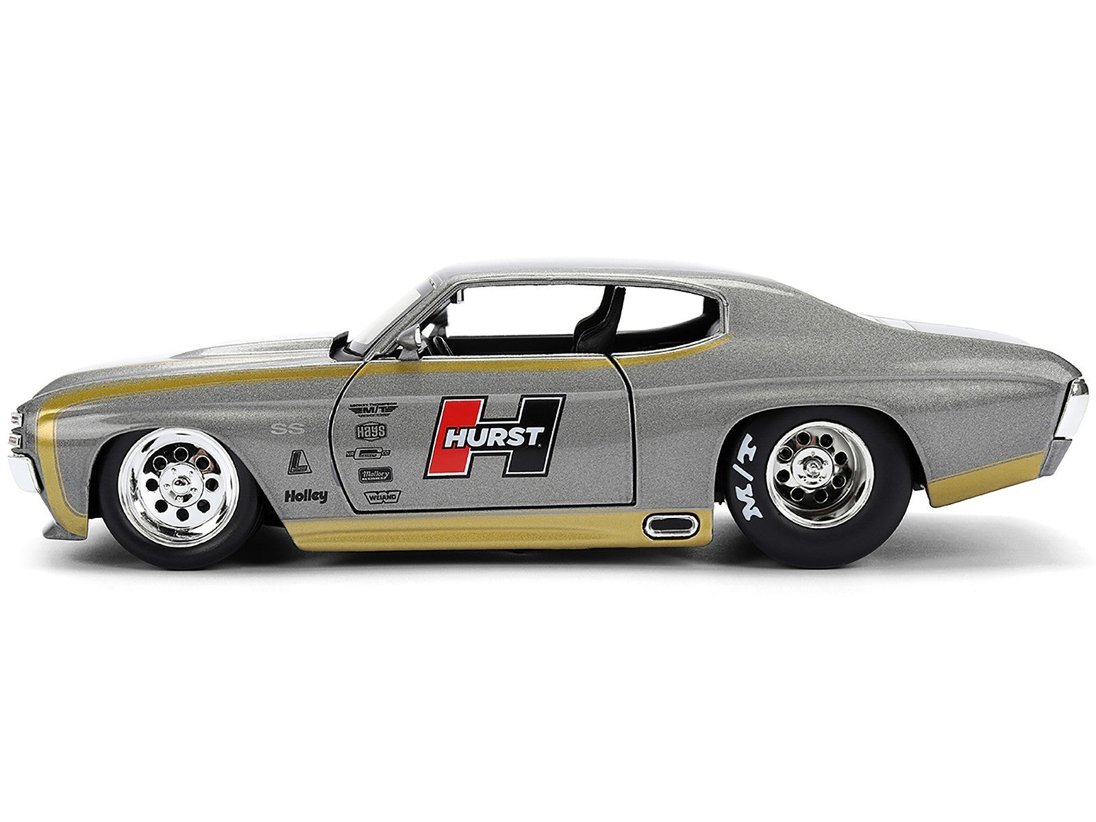 Model car with Hurst logo on a white background