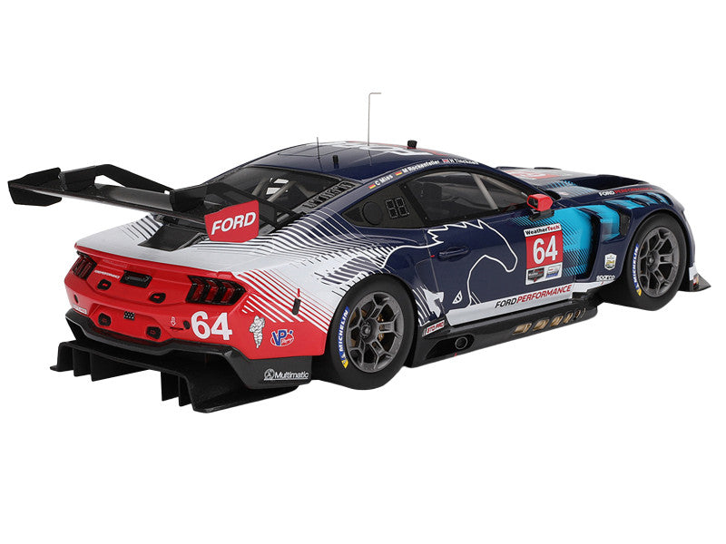 Model of a Ford racing car with number 64 on a white background