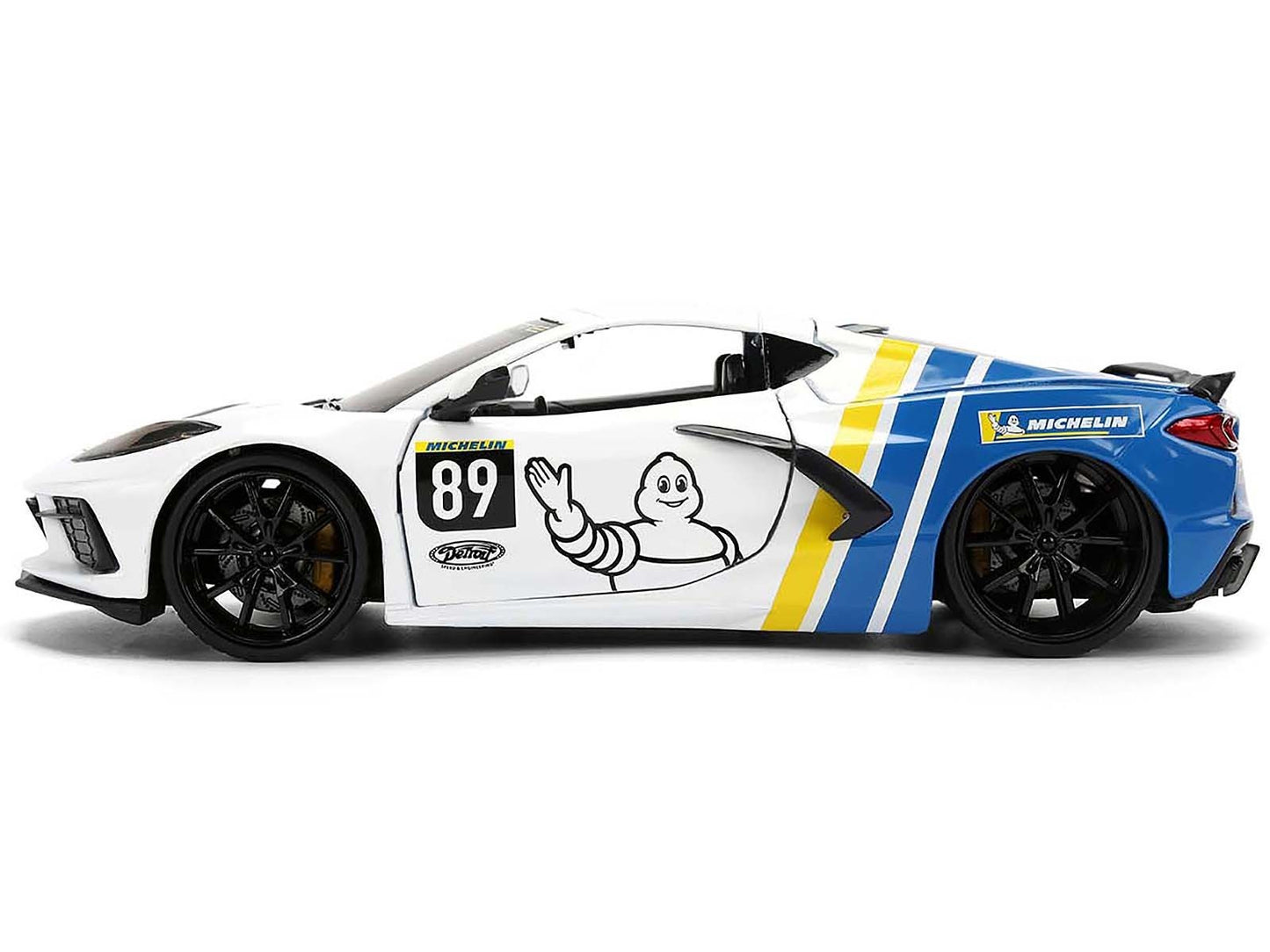 Model car with racing livery on a white background