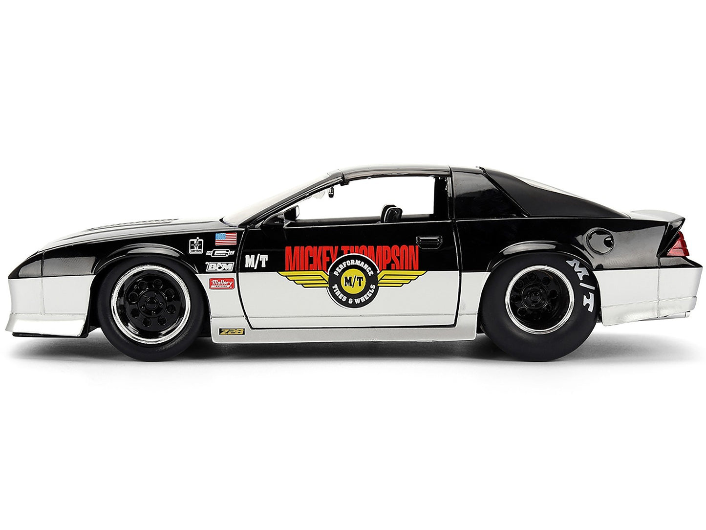 Model car with racing livery on a white background
