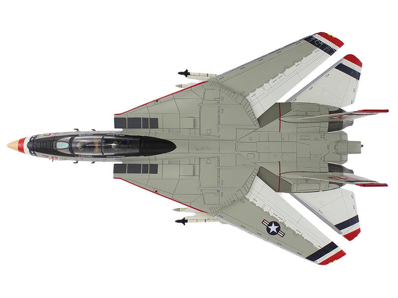 Top-down view of a model fighter jet on a white background