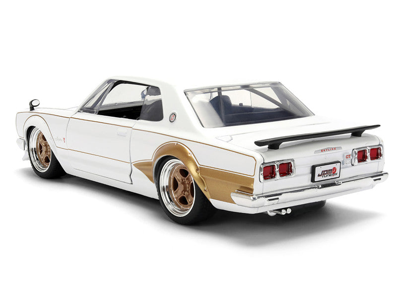 White and gold classic car on a white background