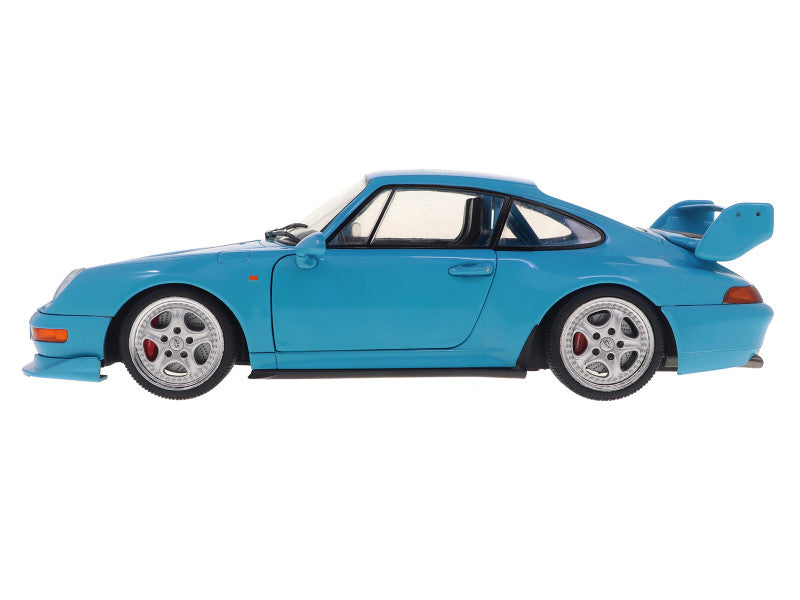 Blue model car on a white background