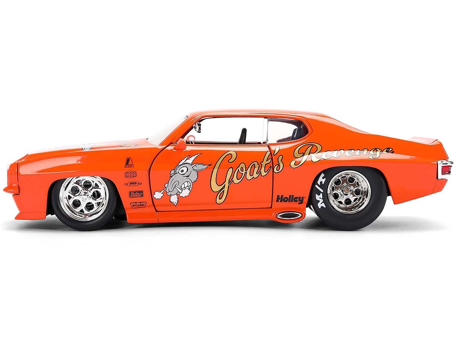 Orange muscle car with 'Goat's B' and 'Holley' branding on a white background