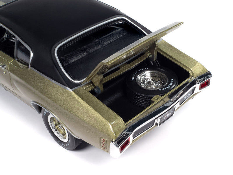 Model car with open trunk showing interior details on a white background