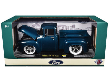 Model of a 1956 Ford F-100 truck in a green and beige box packaging.