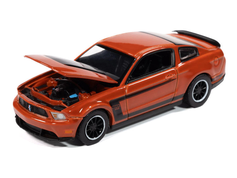 2012 Ford Mustang Boss 302 Orange W/Black Accents 1/64 Diecast Model 64502-AWSP186B
